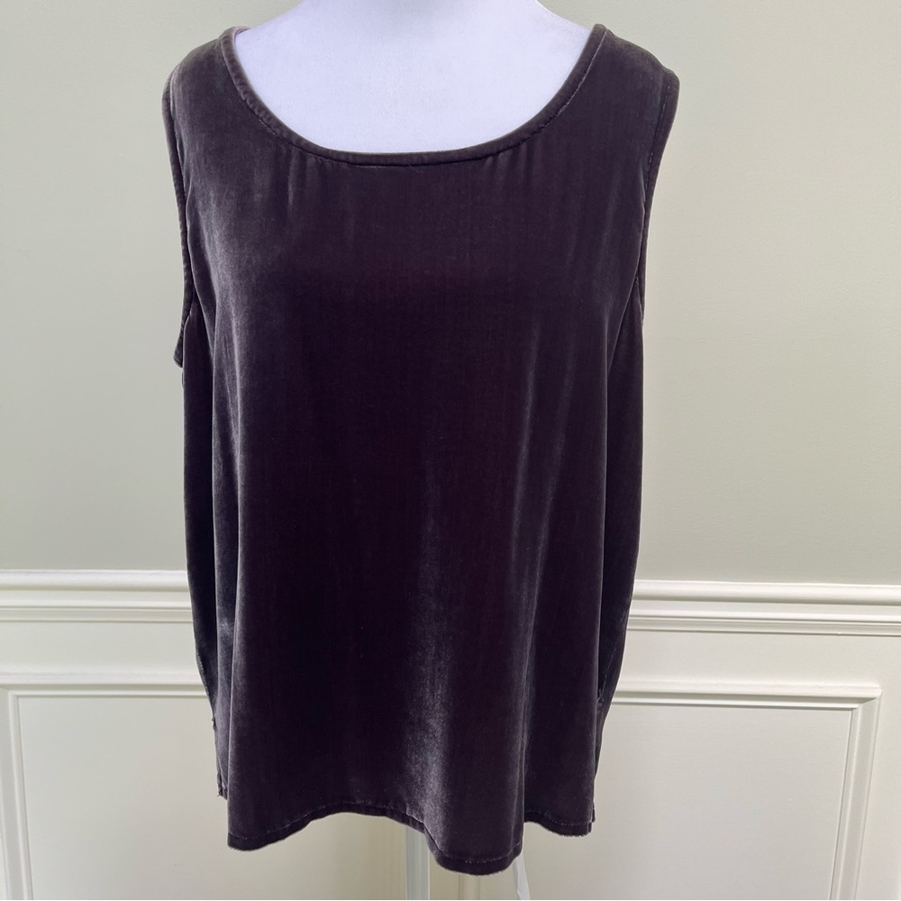 Eileen Fisher Silk Velvet Tank Gray M